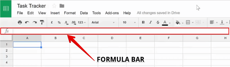 Formula Bar in Google Sheet