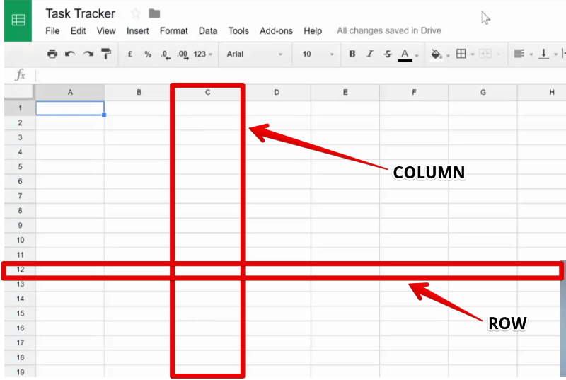 Row and Column in a Google Sheet