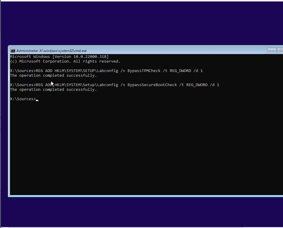 Type The Above Mentioned two Commands in the CMD and Hit Enter You Should See The Operation Completed Successfully Message Twice